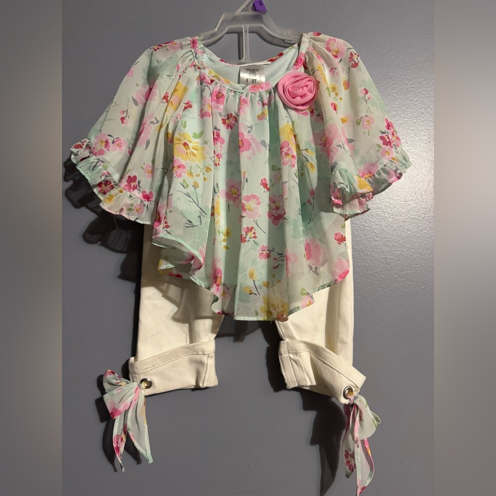 Floral Kids Top with Cream Pants